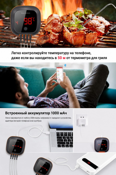 INKBIRD IBT-4XS цифровой термометр для мяса