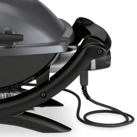 Электрический гриль барбекю Weber Q-1400 темно-серый с подставкой-тележкой для гриль кухни