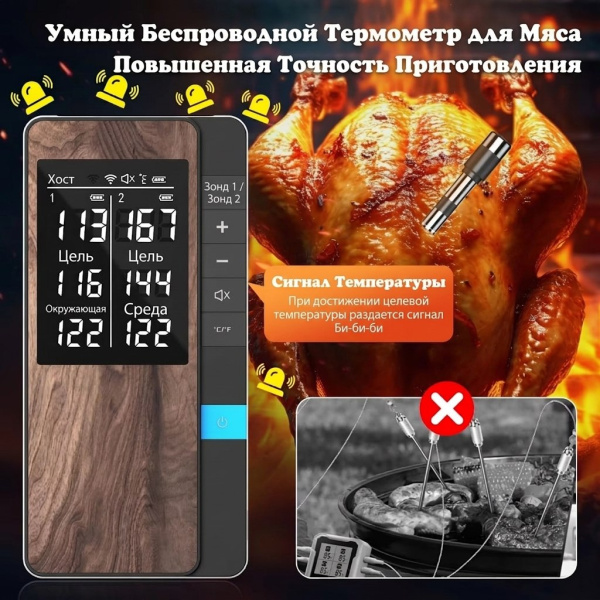 Беспроводной термометр для мяса Bluetooth